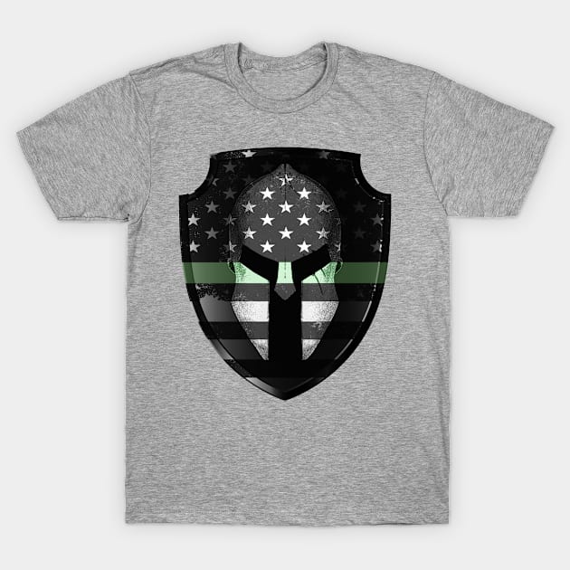 Green Line Spartan Helmet T-Shirt by DazzlingApparel